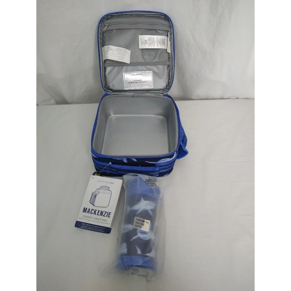 New with Tag Pottery Barn Kids Mackenzie Lunch Box Shark Blue